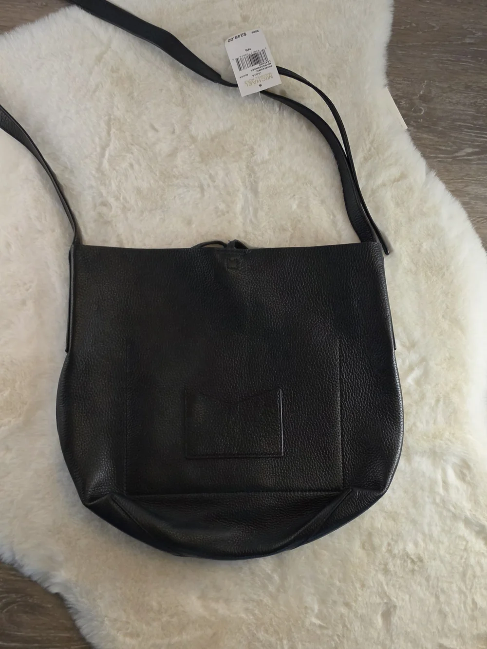 Michael Kors Black Pebbled Leather Messenger Bag NWT